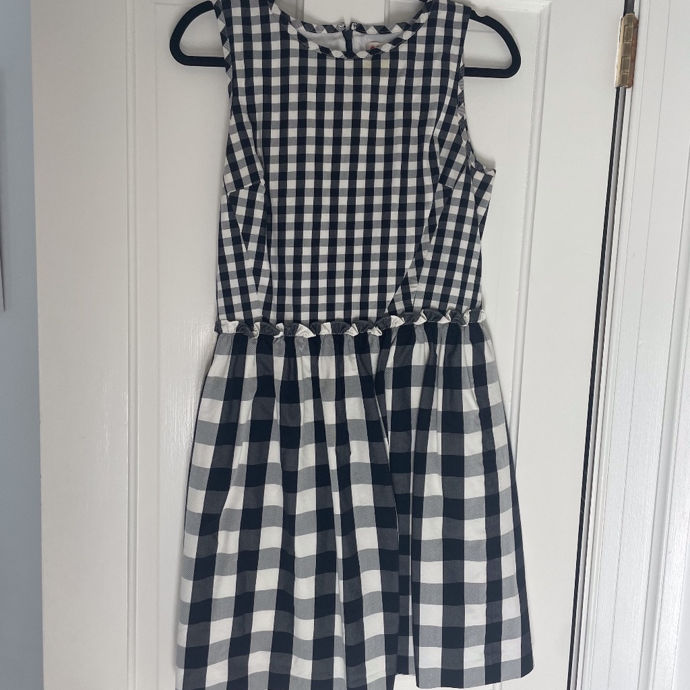 Brooks Brothers Black and White Gingham Fit-and-Flare plaid dress